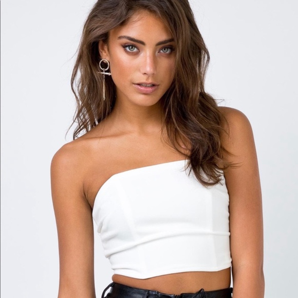 Princess Polly Moxie Strapless Crop Top White